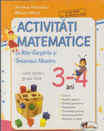 Activitati matematice cu Rita-Gargarita si Greierasul Albastru - Caiet pentru grupa mica 3-4 ani