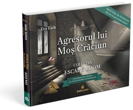 Agresorul lui Moş Crăciun : soluţionează misterele şi evadează din temniţă,calendar de advent cu 24 de enigme de dezlegat