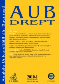 Analele Universitatii din Bucuresti - Seria Drept, nr. I din 2010