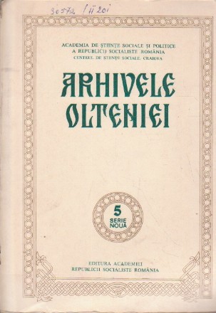 Arhivele Olteniei, Serie Noua Nr. 5/1986