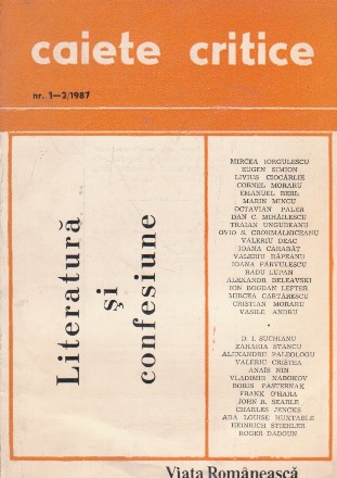 Caiete critice, nr 1-2/1987 Literatura si confesiune