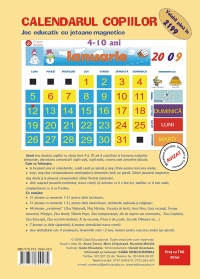 Calendarul copiilor. Joc didactic cu jetoane magnetice pentru copii de 4-10 ani