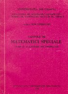 Capitole de matematici speciale. Curs si culegere de probleme