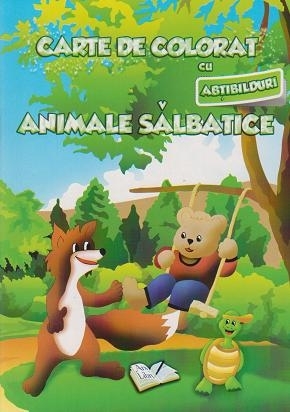 Carte de colorat cu abtibilduri. Animale salbatice