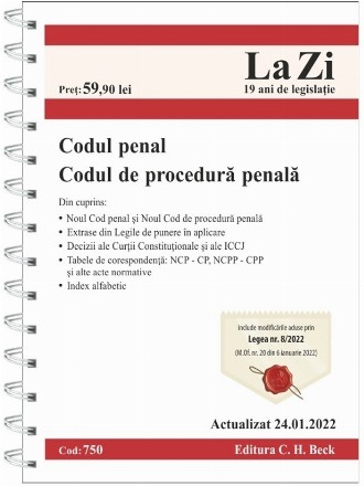 Codul penal şi Codul de procedură penală : actualizat ianuarie 2022