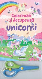 Coloreaza decupeaza Unicorni (roz)