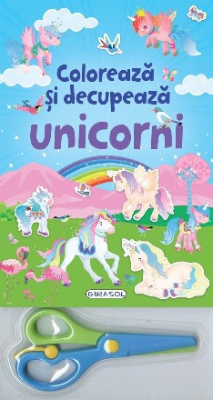 Coloreaza si decupeaza Unicorni (blue)