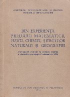 Din experienta predarii matematicii, fizicii, chimiei, stiintelor naturale si geografiei