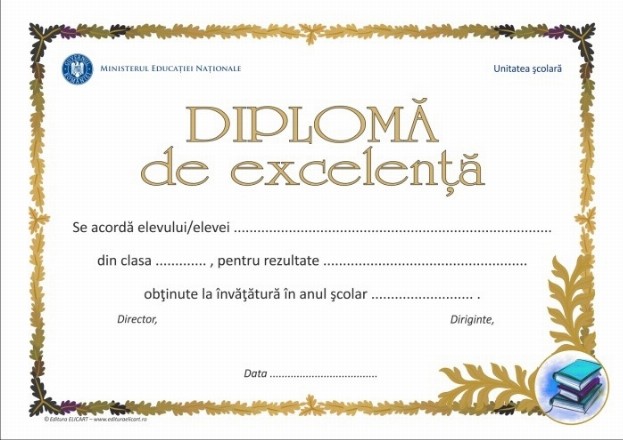 Diploma ciclul gimnazial - excelenta