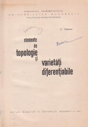 Elemente de topologie si varietati diferentiabile