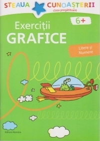 Exercitii grafice pentru clasa pregatitoare - LITERE SI NUMERE (verde)