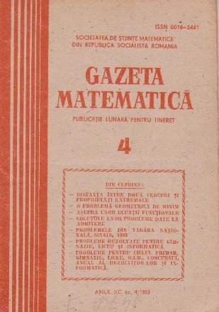 Gazeta matematica, Nr. 4/1985