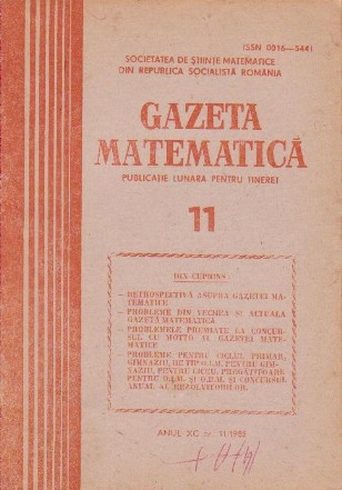 Gazeta matematica, Nr. 11/1985