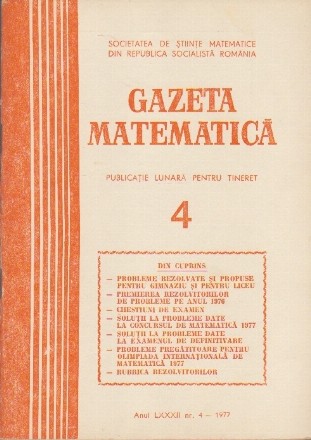 Gazeta Matematica, Nr. 4 - Aprilie 1977