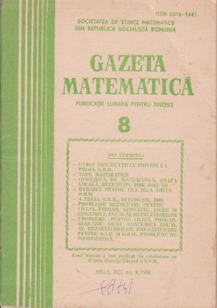 Gazeta matematica,  August 1986