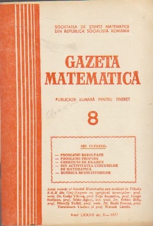 Gazeta Matematica, Nr. 8 - August1977