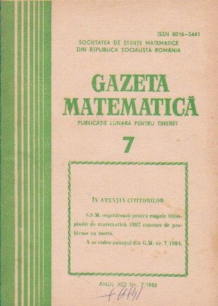 Gazeta matematica,  Iulie 1986