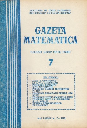 Gazeta Matematica, Nr. 7 - Iulie 1978