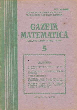 Gazeta matematica,  Mai 1986