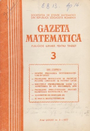 Gazeta Matematica, Nr. 3 - Martie 1977