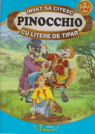 Invat sa citesc Pinocchio cu litere de tipar