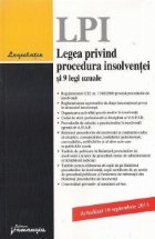 Legea privind procedura insolventei si 9 legi uzuale - actualizat 10 septembrie 2013