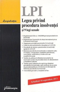 Legea privind procedura insolventei si 9 legi uzuale - actualizat 10 septembrie 2013