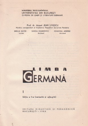 Limba germana, volumul I