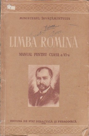 Limba Romana, Manual pentru clasa a VI-a (Editie 1955)