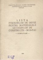 Lista preturilor deviz pentru materialele