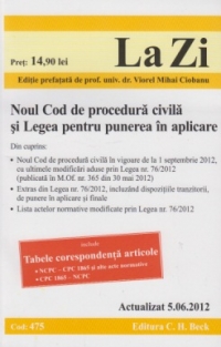 Noul Cod de procedura civila si Legea pentru punerea in aplicare (Actualizat 05.06.2012)