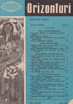 Orizonturi - revista pacii, Iulie-August 1956