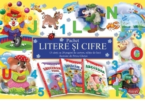 Pachet de LUX 3 carti Litere si cifre: 1. Abecedarul Vesel; 2. Invatam sa numaram; 3. Abecedar. Invat sa citesc