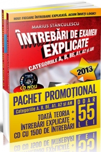 Pachet promotional Categoriile A, B, BE, A1, A2 si AM. Toata teoria + Intrebari explicate + CD cu 1500 de intrebari