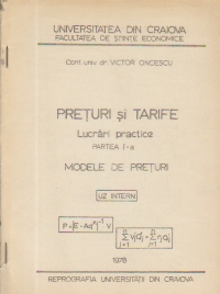 Preturi si tarife - Lucrari practice, Partea I-a - Modele de preturi (Uz intern)