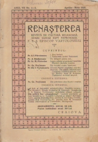 Renasterea - Revista de cultura religioasa, Aprilie-Maiu 1928