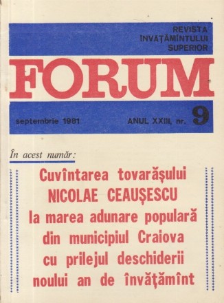 Revista Invatamintului Superior - Forum, Nr. 9/1981