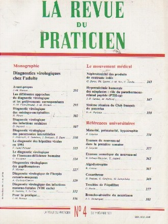 La revue du praticien, No 4, 1 Fevrier 1991