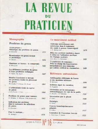 La revue du praticien, No 16, 1 Juin 1991