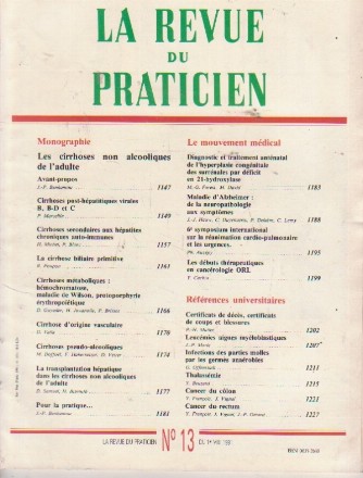 La revue du praticien, No 13, 1 Mai 1991