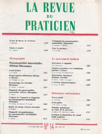 La revue du praticien, No 14, 11 Mai 1991