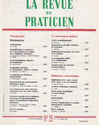 La revue du praticien, No 25, 1 Novembre 1990