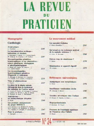 La revue du praticien, No 24, 21 Octobre 1990