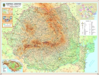 Romania - harta fizica 160x120 cm (laminata)