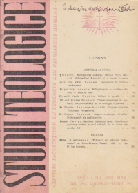 Studii Teologice - Revista Facultatilor de Teologie din Patriarhia Romana, Nr. 1-2, Ianuarie-Iunie 1997