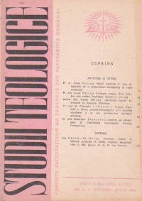 Studii teologice, Revista Facultatilor de Teologie din Patriarhia Romana, Nr. 1-2, Ianuarie-Iunie 1996