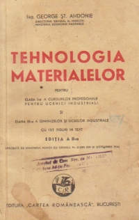 Tehnologia materialelor pentru clasa I-a a cursurilor profesionale pentru ucenici industriali