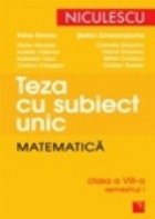 Teza cu subiect unic. Matematica. Clasa a VIII-a, semestrul I