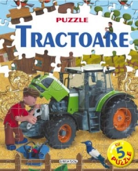 Tractoare. Carte-puzzle cu 24 de piese (contine 5 puzzle)